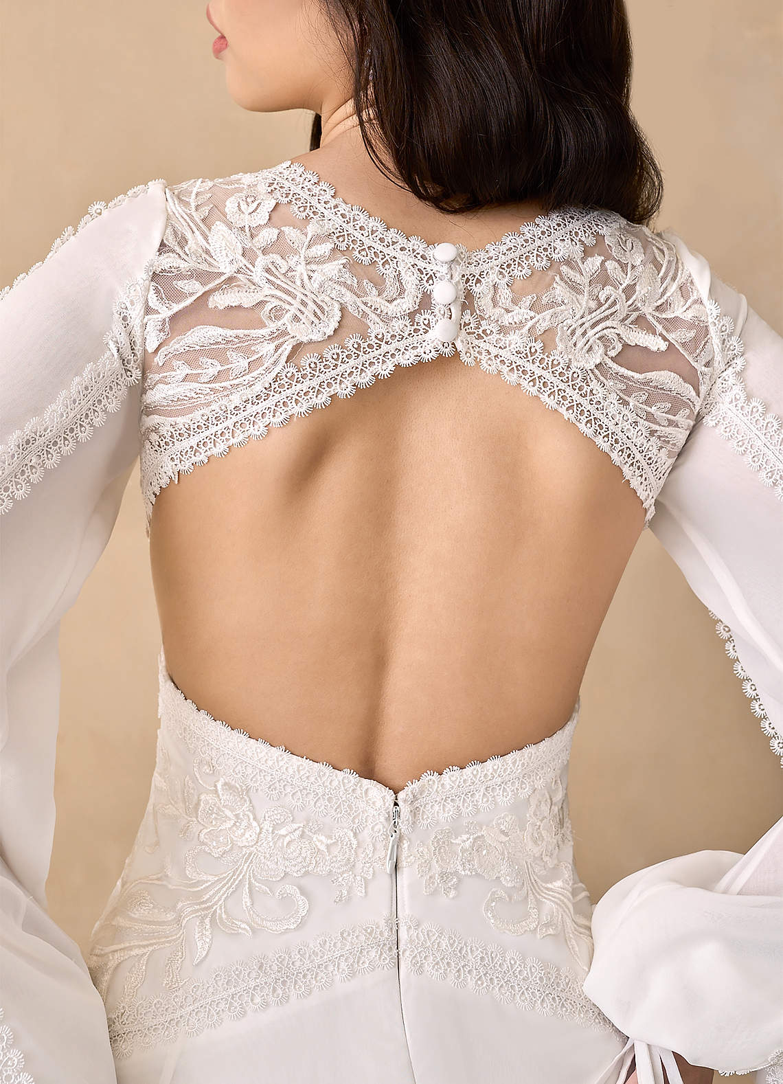 Diamond White A-Line Lace Chiffon Dress