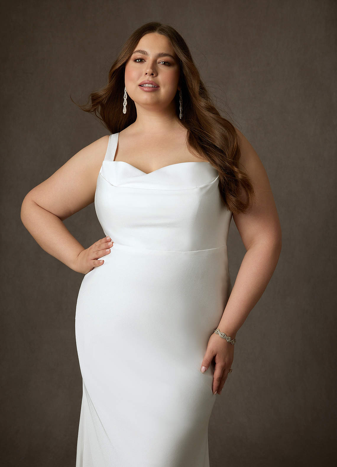 Diamond White Mermaid Crepe Back Satin Dress