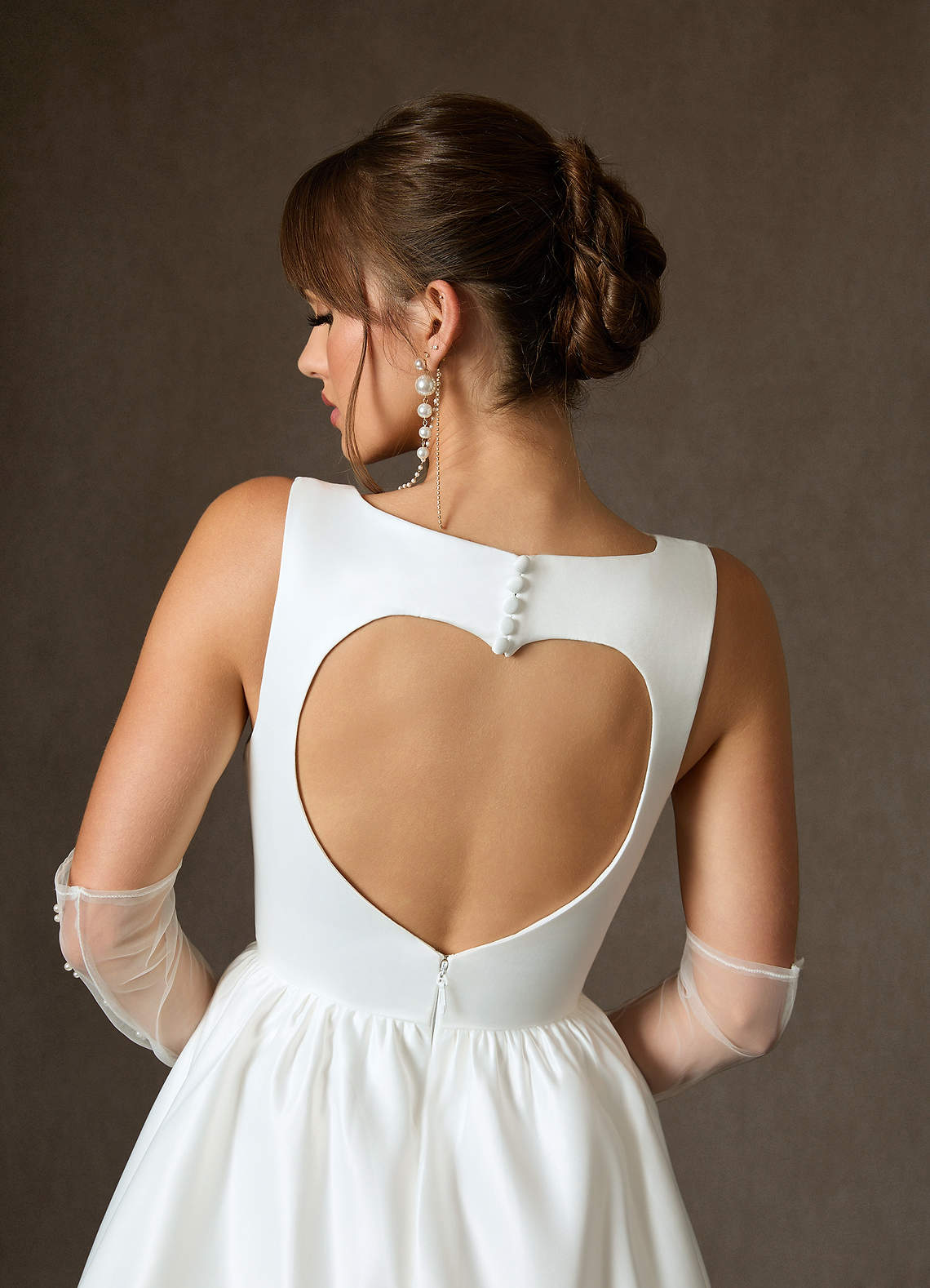Diamond White A-Line with Pockets Satin Dress