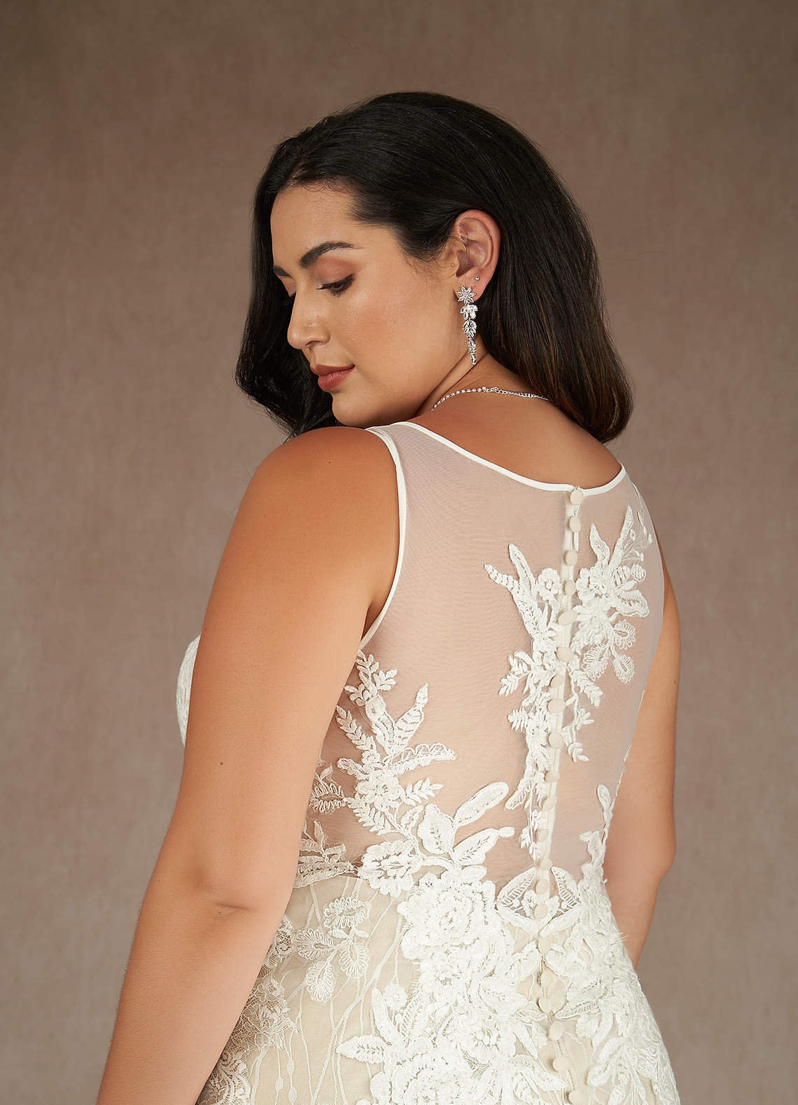 Diamond White Champagne Mermaid Sequins Tulle Dress