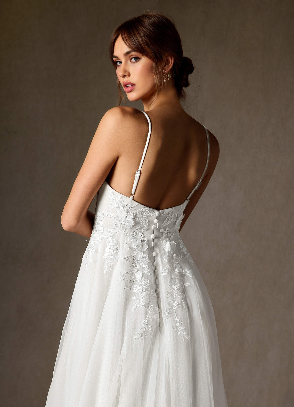 Diamond White A-Line Sequins Tulle Dress