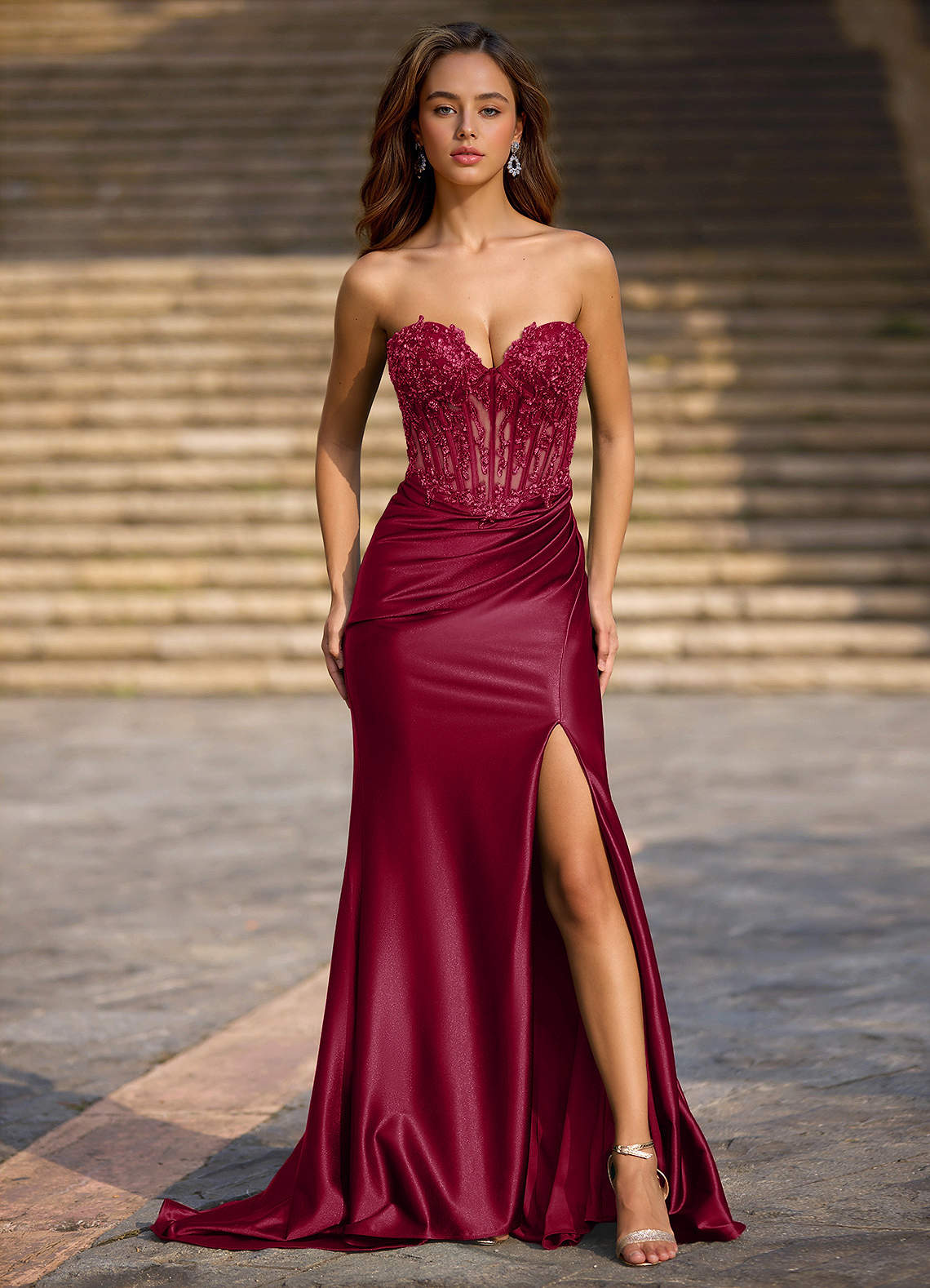 Enamel Red Mermaid Prom Dress