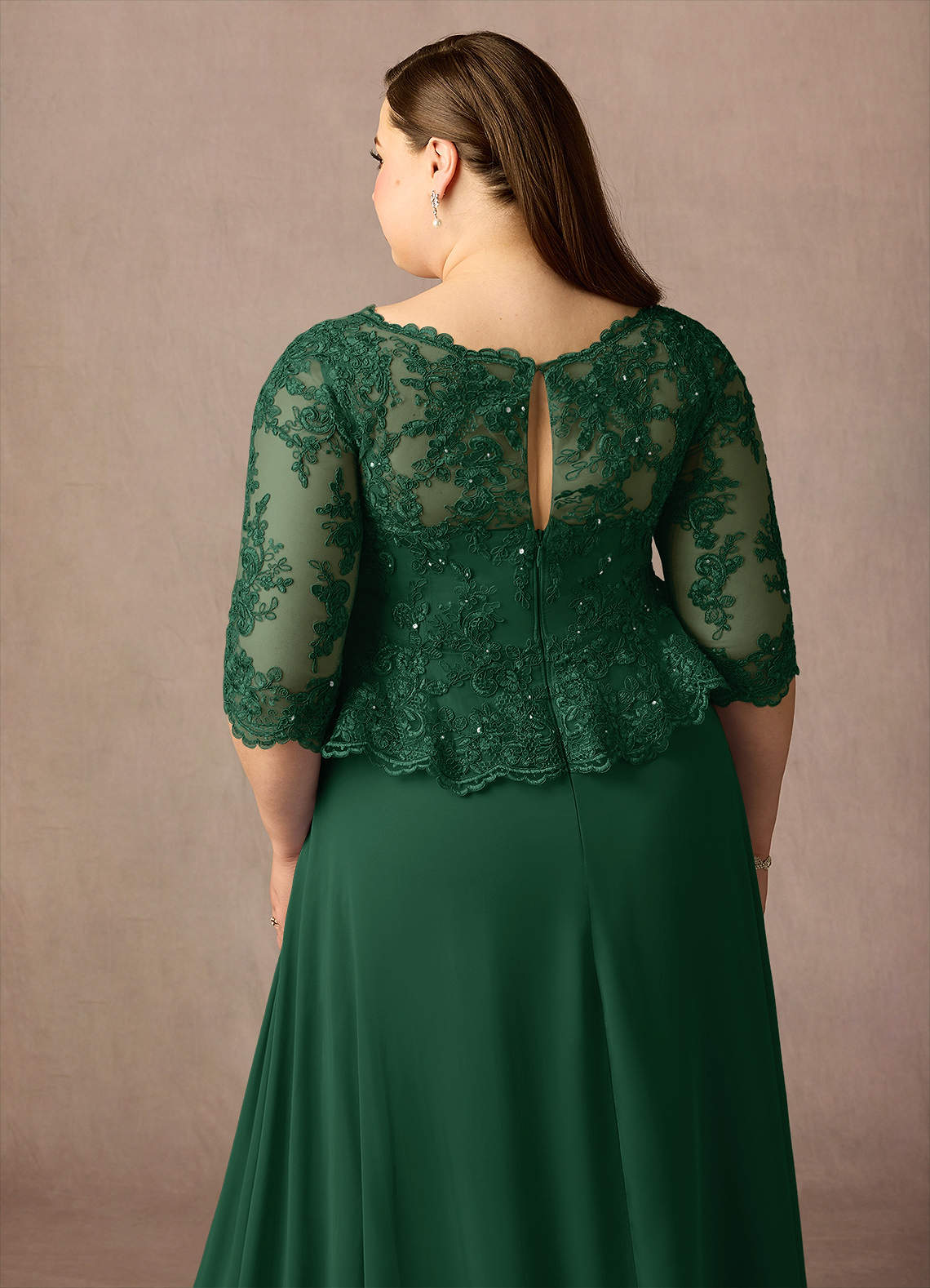 Dark Green A-Line Boatneck Sequins Chiffon Dress