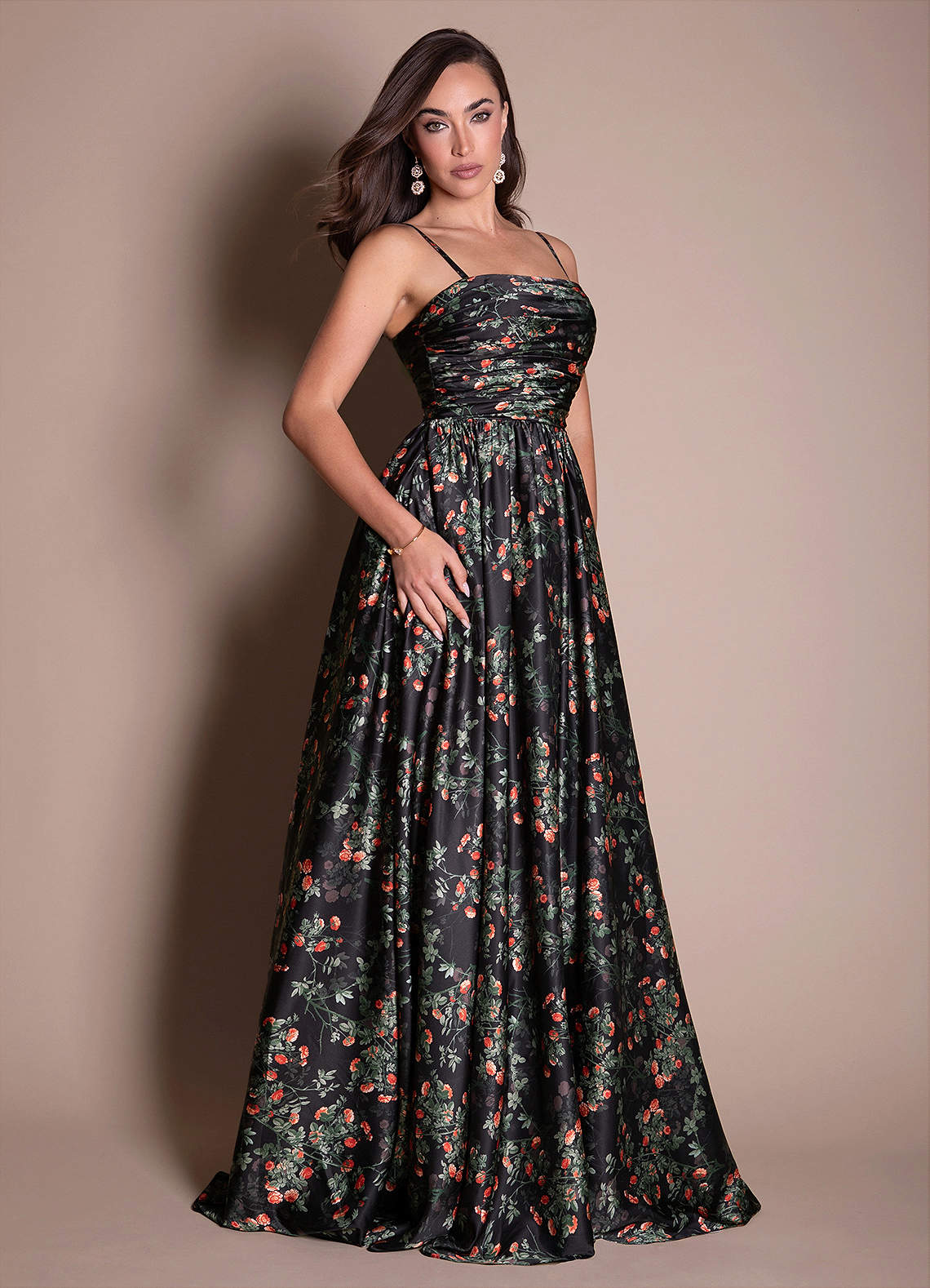 Suzana Noir Rosette Maxi Dress