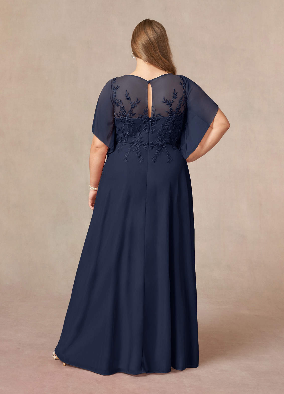Dark Navy A-Line Sequins Mesh Dress