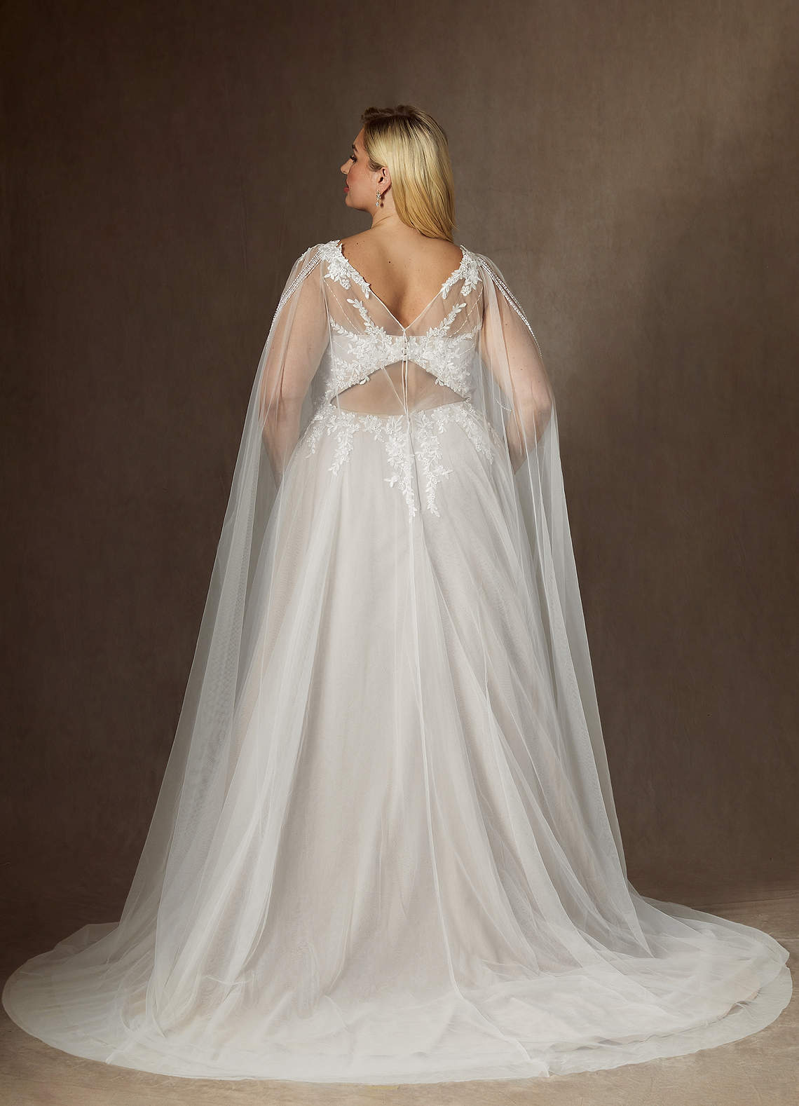 Diamond White A-Line V-Neck Sequins Tulle Dress