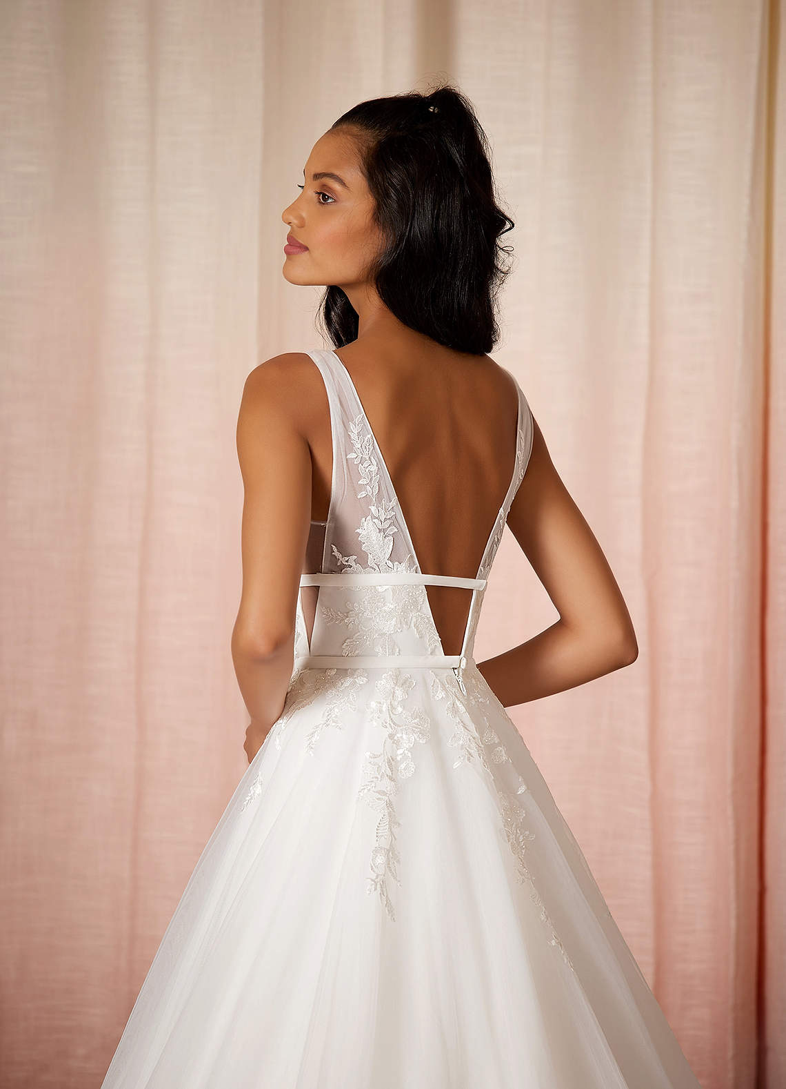 Diamond White A-Line Lace Tulle Dress