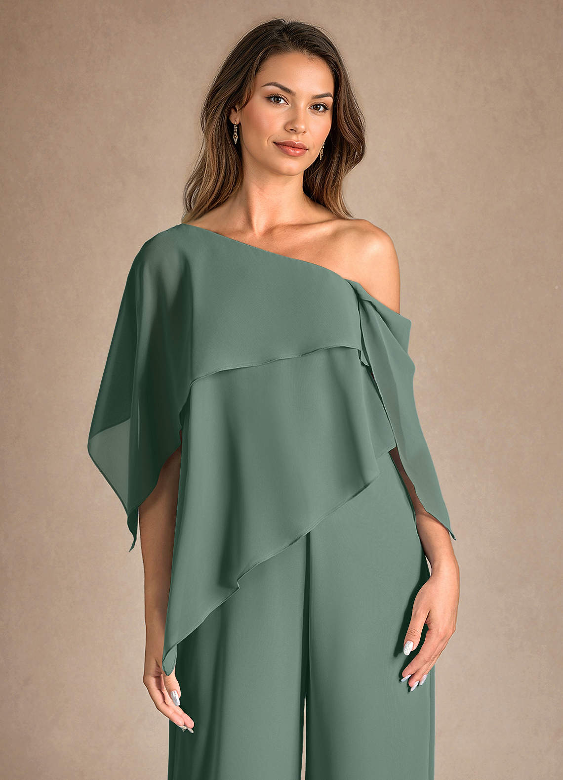 Eucalyptus Jumpsuit/Pantsuit Side Slit Chiffon Dress