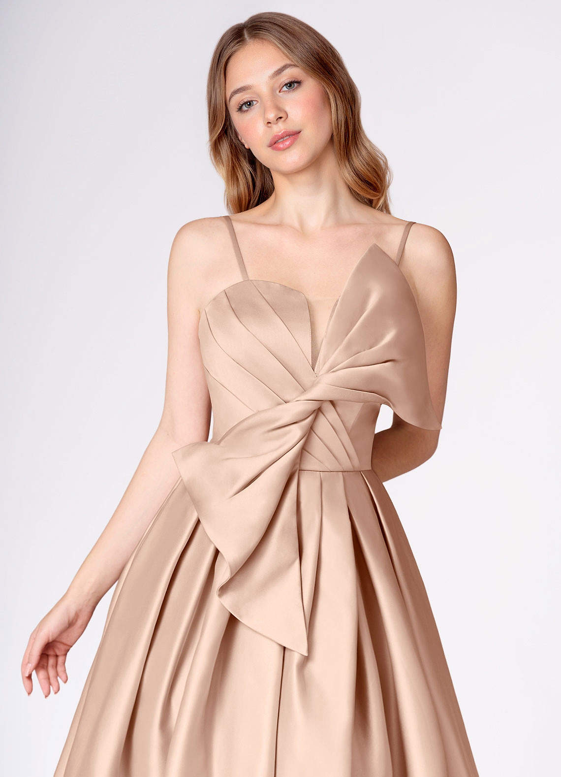 Miebow Blush Pink Strapless Illusion V-Neck Gown Dress