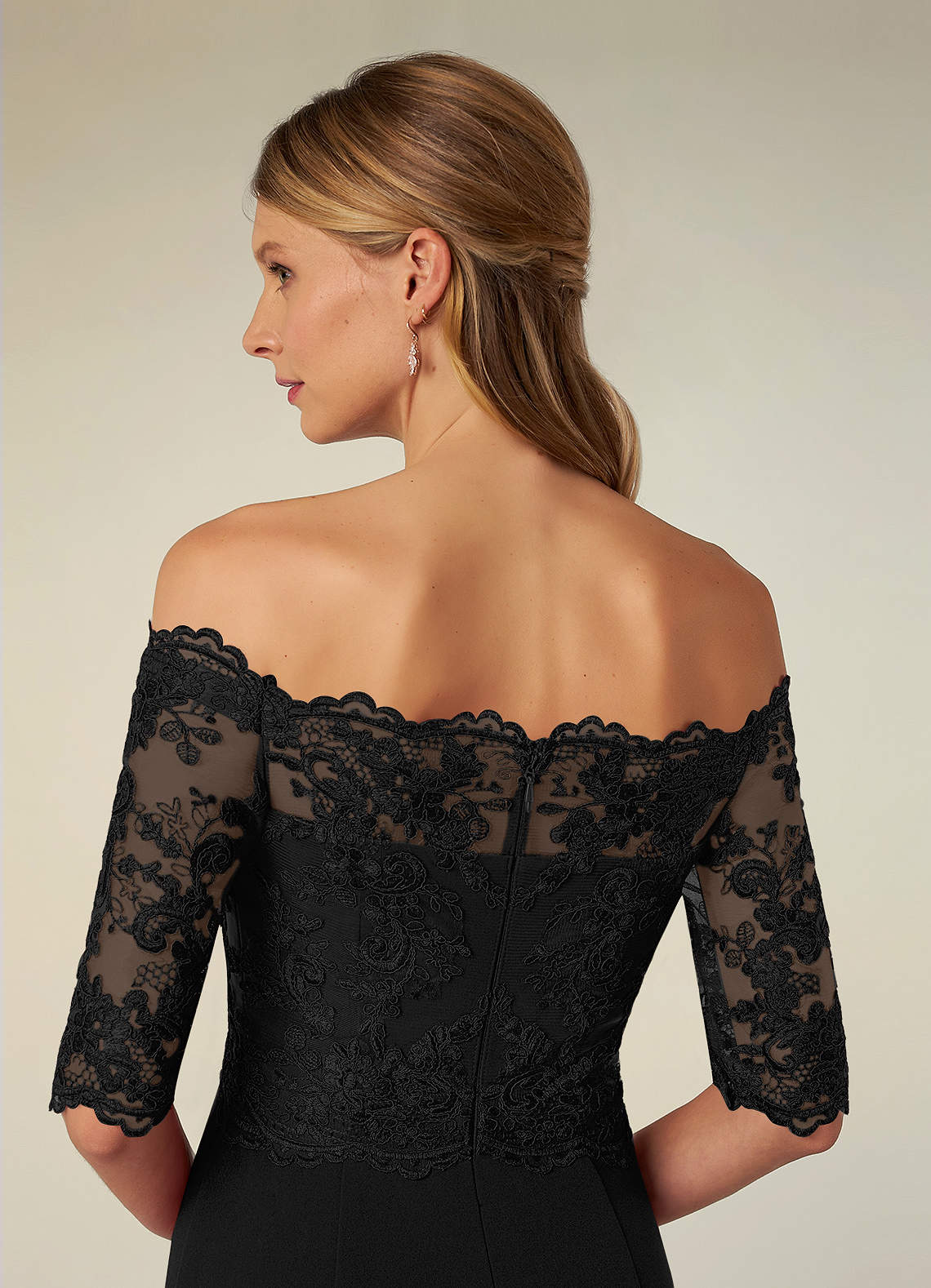 Black Mermaid Off the Shoulder Lace Dress