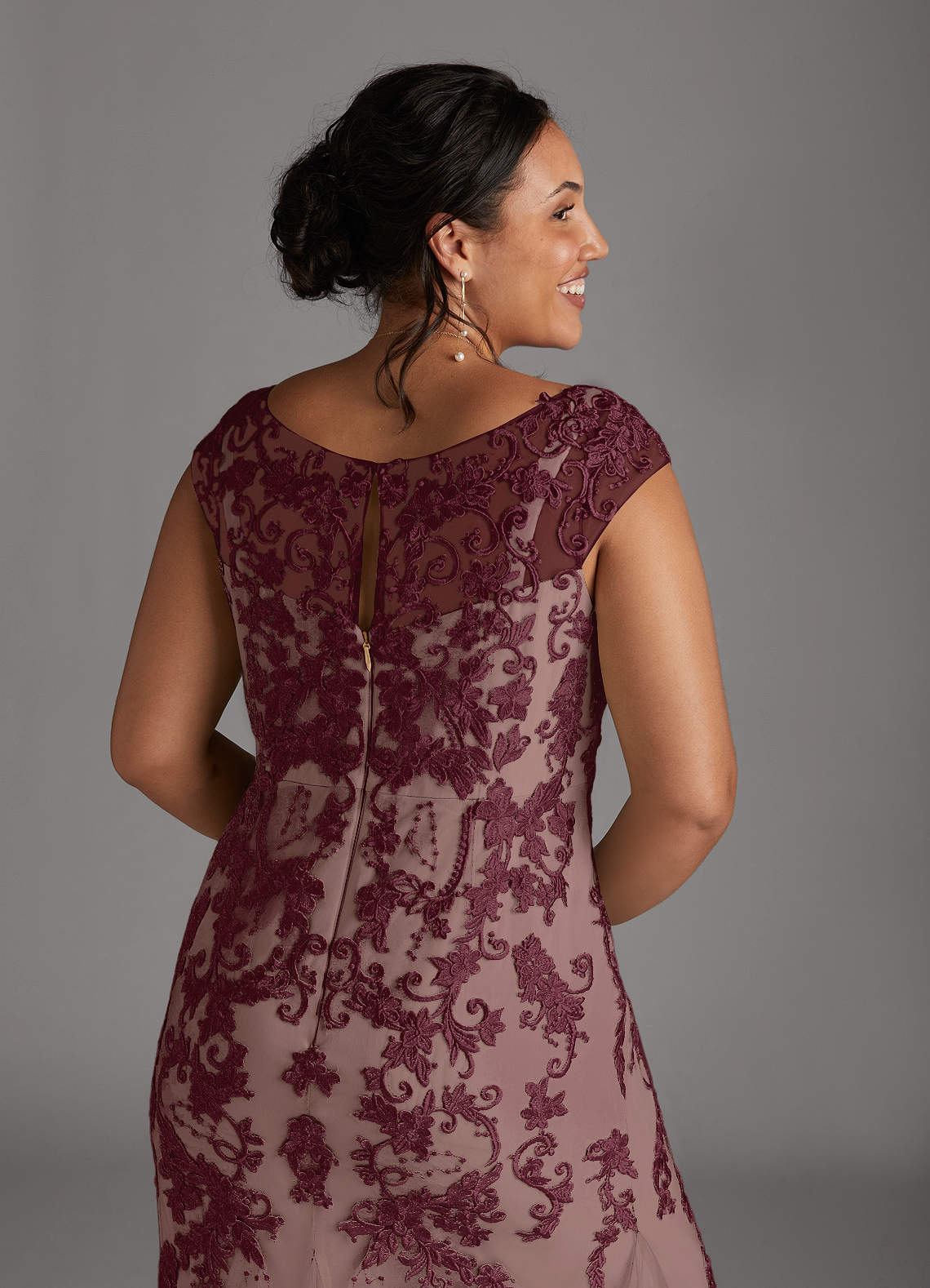 Cabernet Champagne Mermaid Lace Tulle Dress