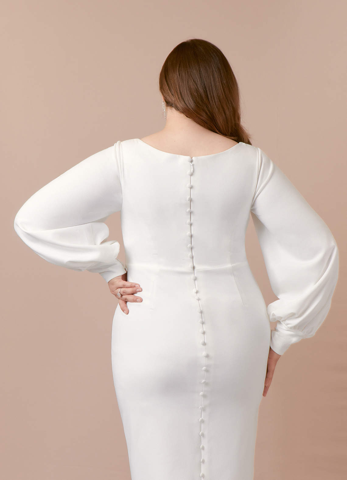 Diamond White Sheath Square Neckline Stretch Crepe Dress