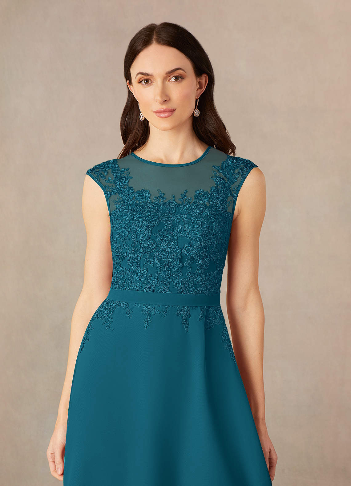 Ink Blue A-Line Scoop Sequins Chiffon Dress