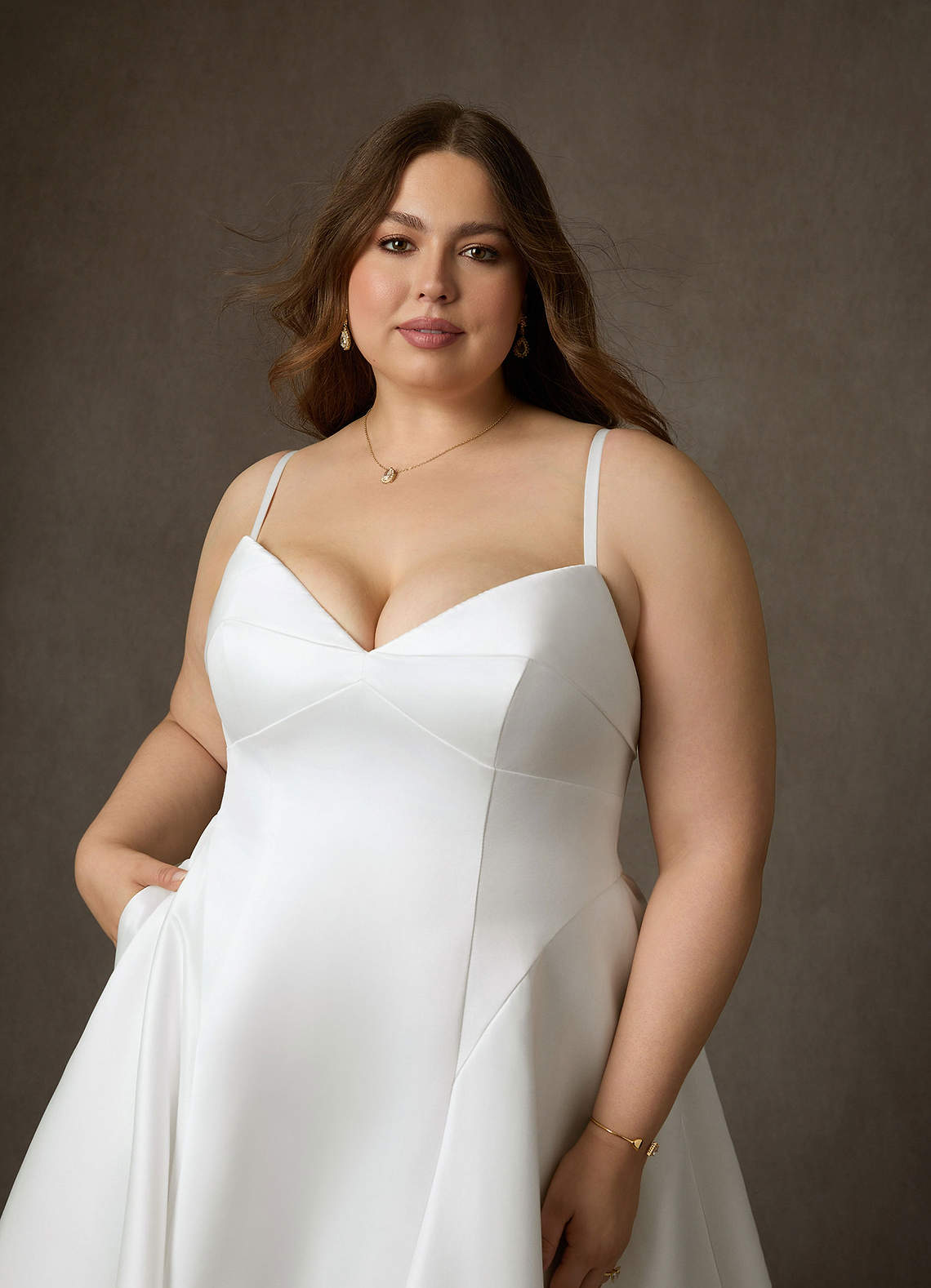Diamond White A-Line Strapless Satin Dress