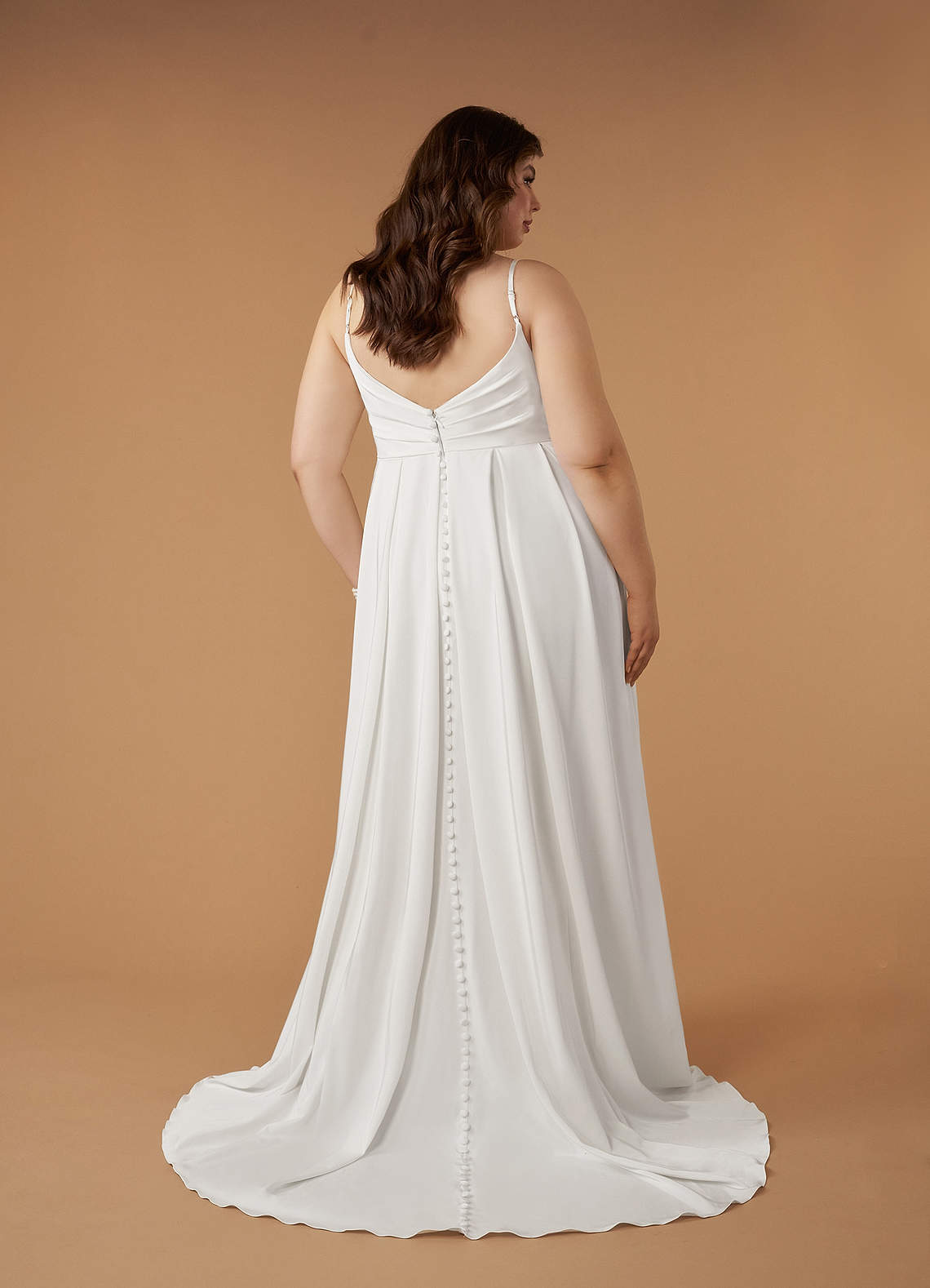 Diamond White A-Line Scoop Pleated Crepe Back Satin Dress