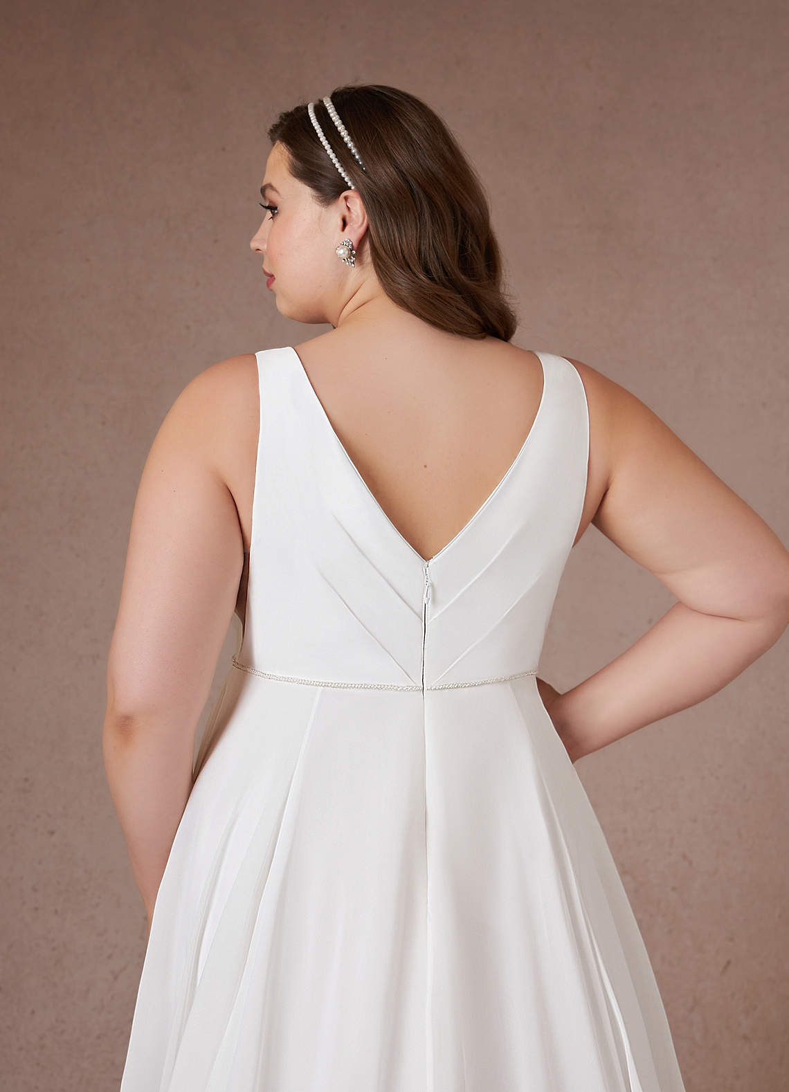 Diamond White A-Line Pleated Chiffon Dress