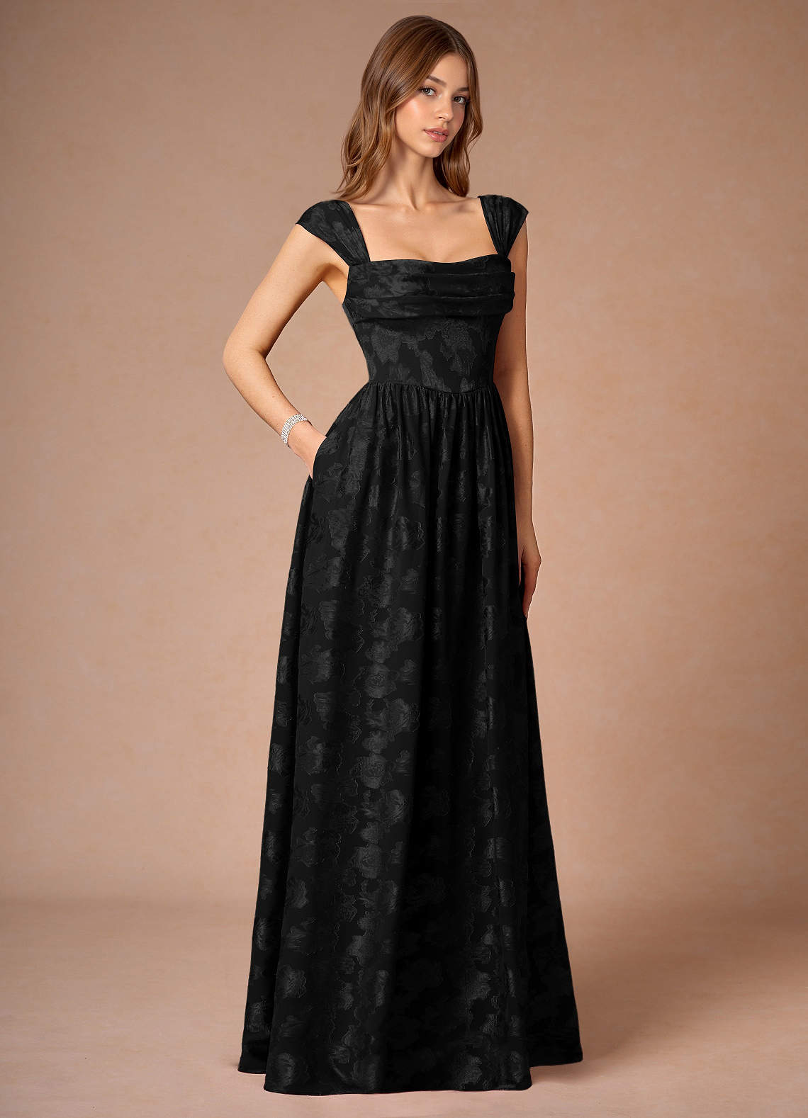 Hazel Black Pleated Maxi Prom Dress Dress
