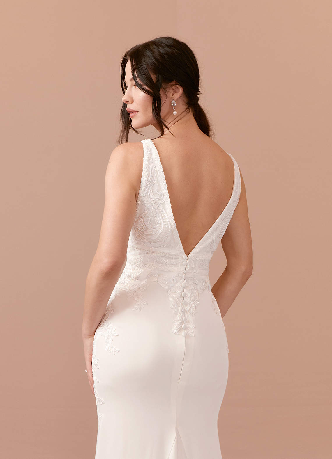 Diamond White Mermaid Lace Satin Dress