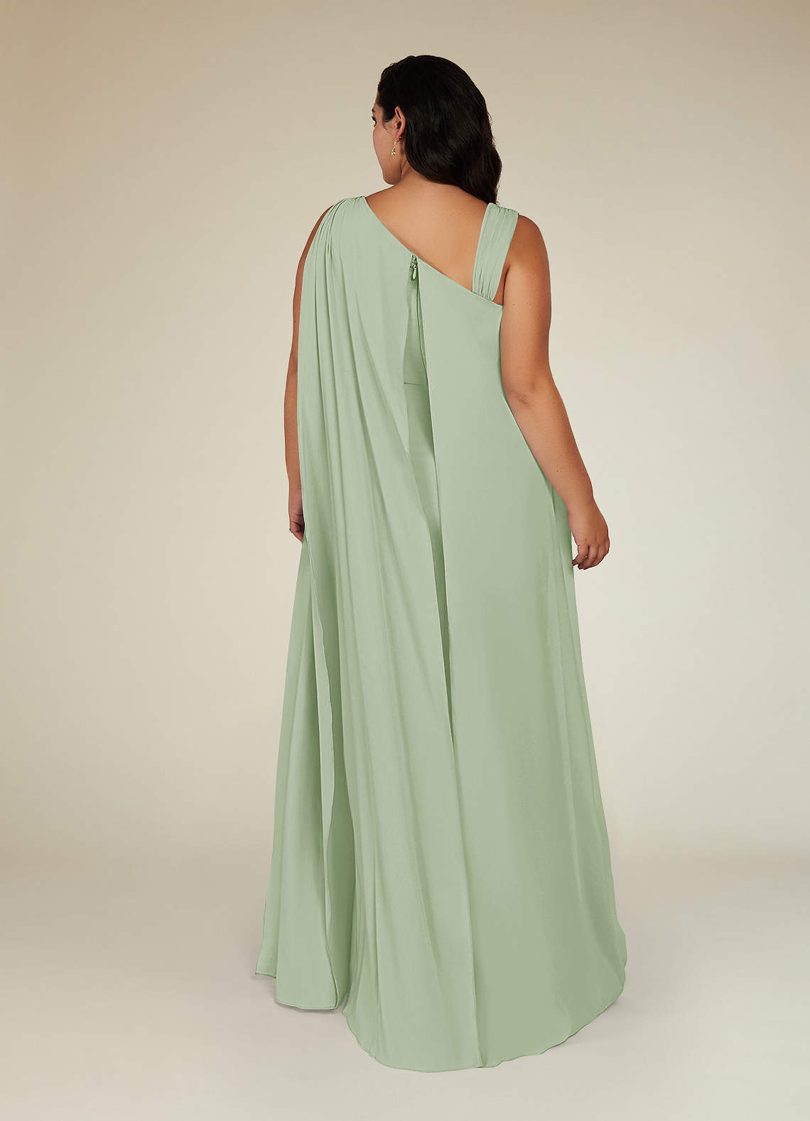 Dusty Sage Mermaid Pleated Stretch Chiffon Dress