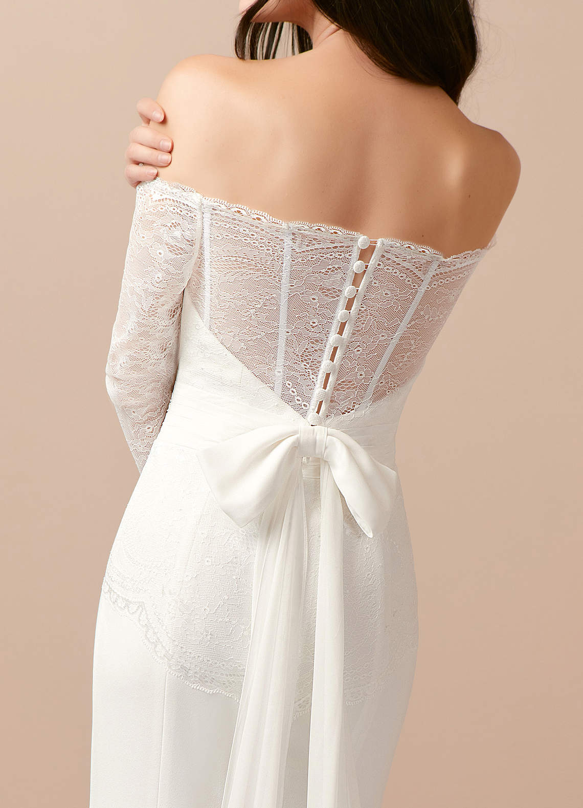 Diamond White Mermaid Off the Shoulder Stretch Crepe Dress