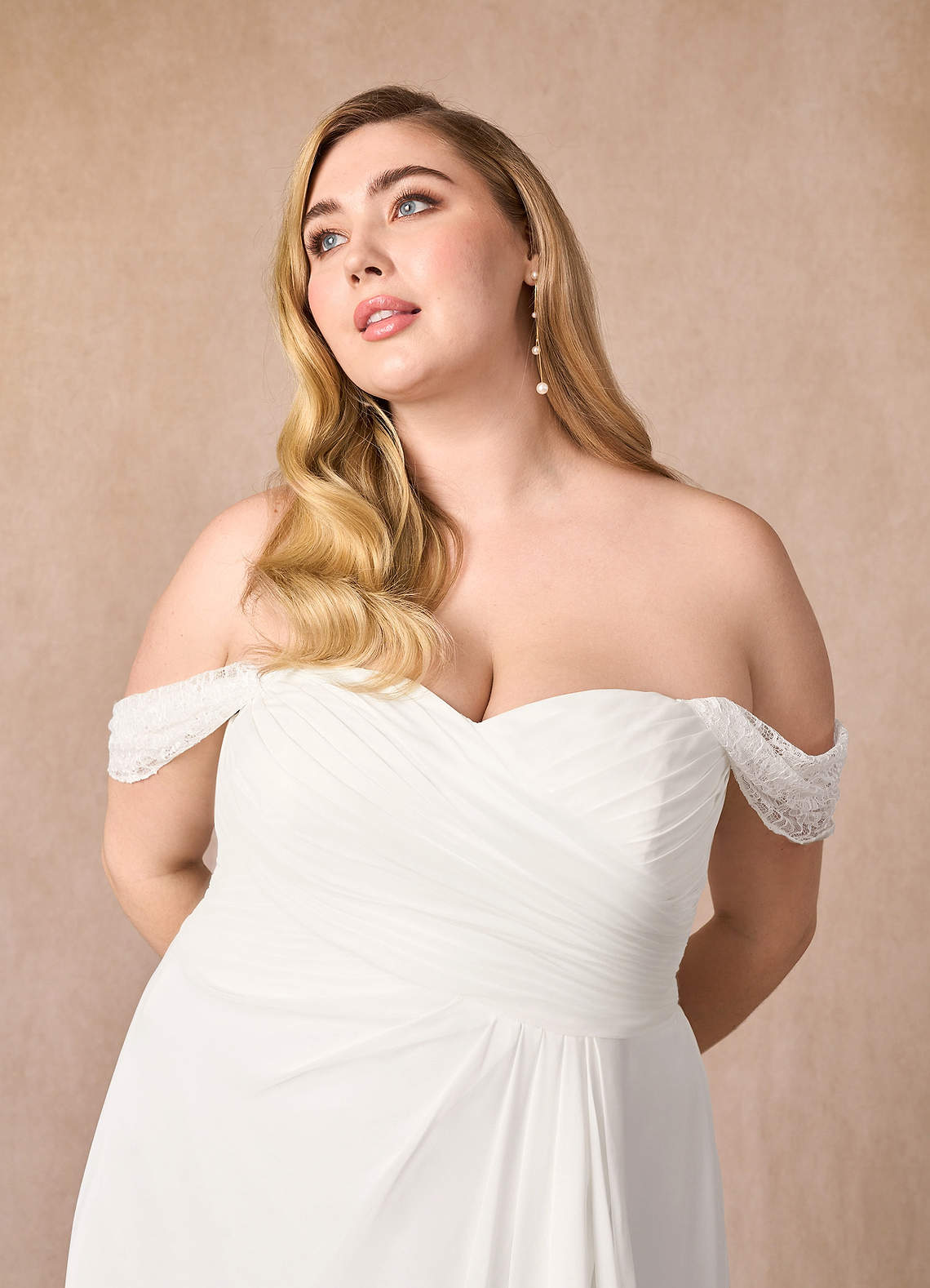 Diamond White A-Line Off the Shoulder Chiffon Dress