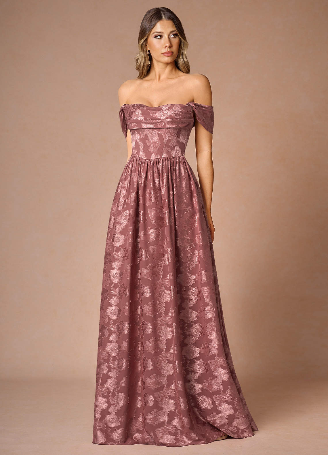 Hazel Vintage Rose Pleated Maxi Dress Dress
