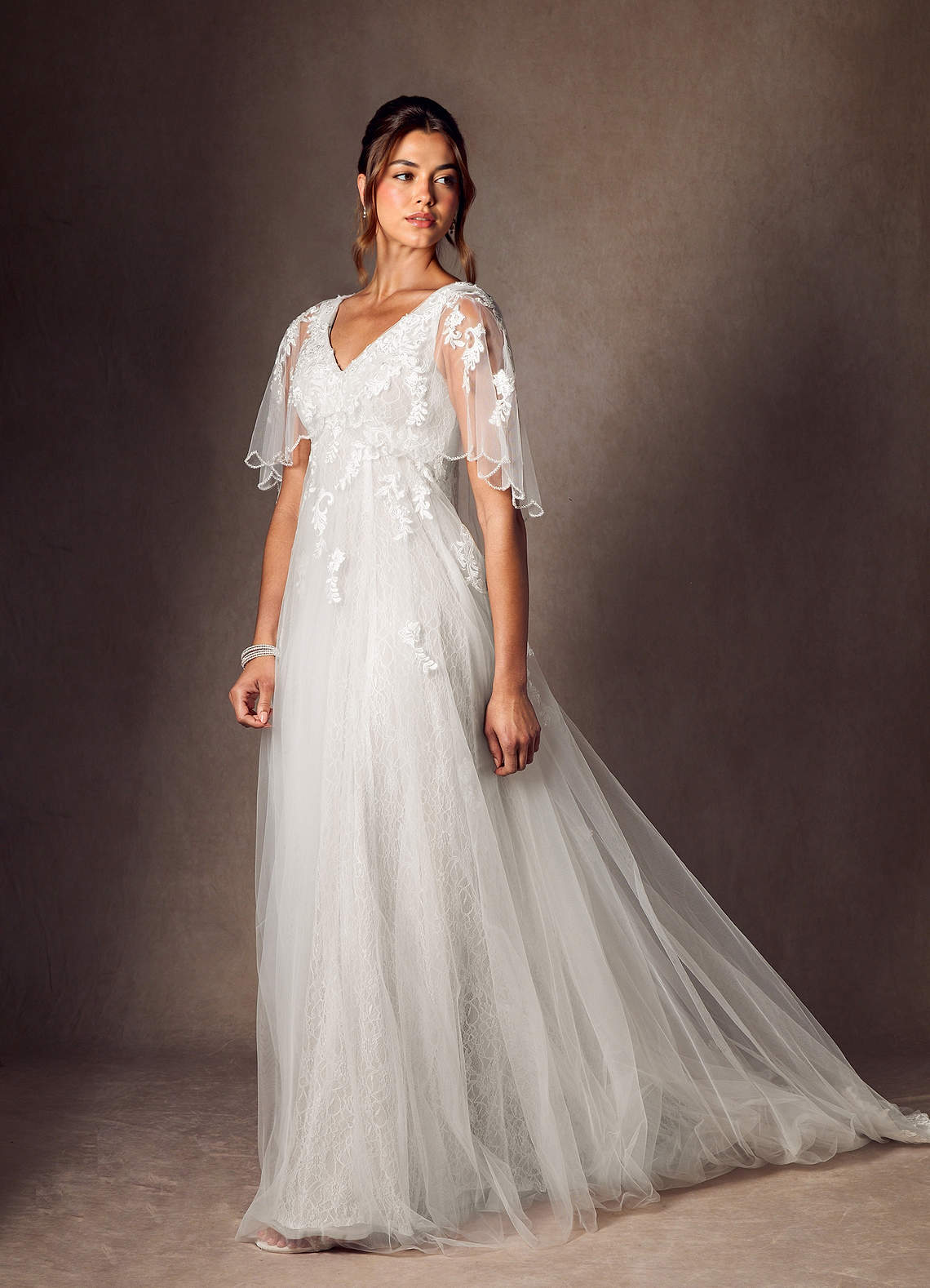 Diamond White A-Line Sequins Tulle Dress