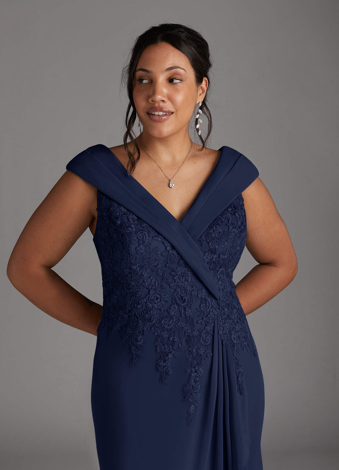 Dark Navy A-Line Lace Dress