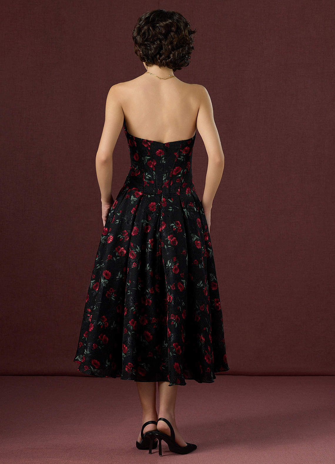 Charisse Black Red Midi Dress