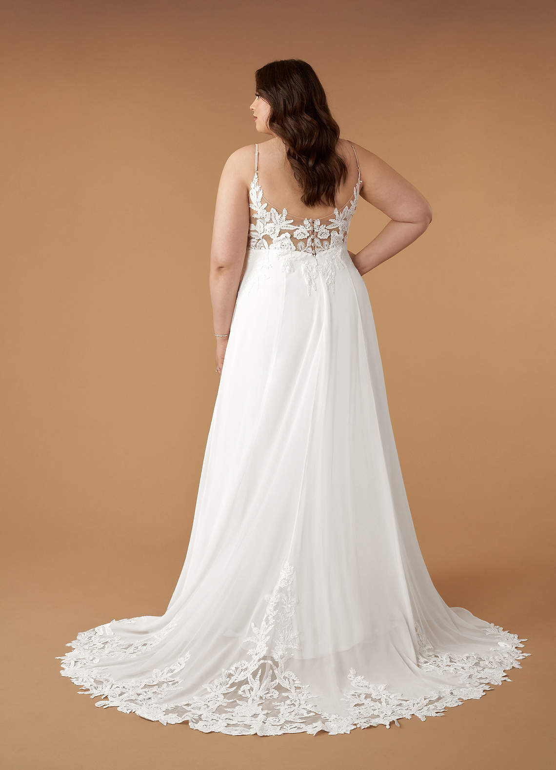Diamond White A-Line V-Neck Sequins Chiffon Dress