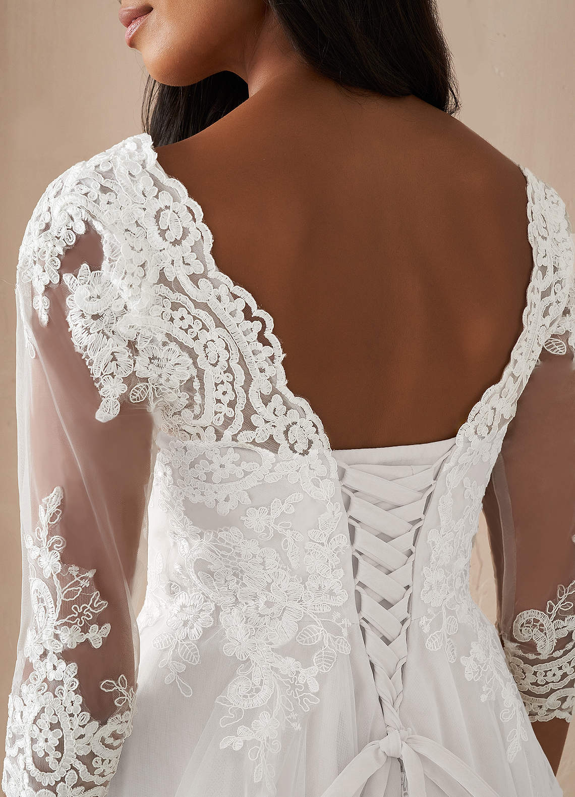 Diamond White A-Line Lace Tulle Dress