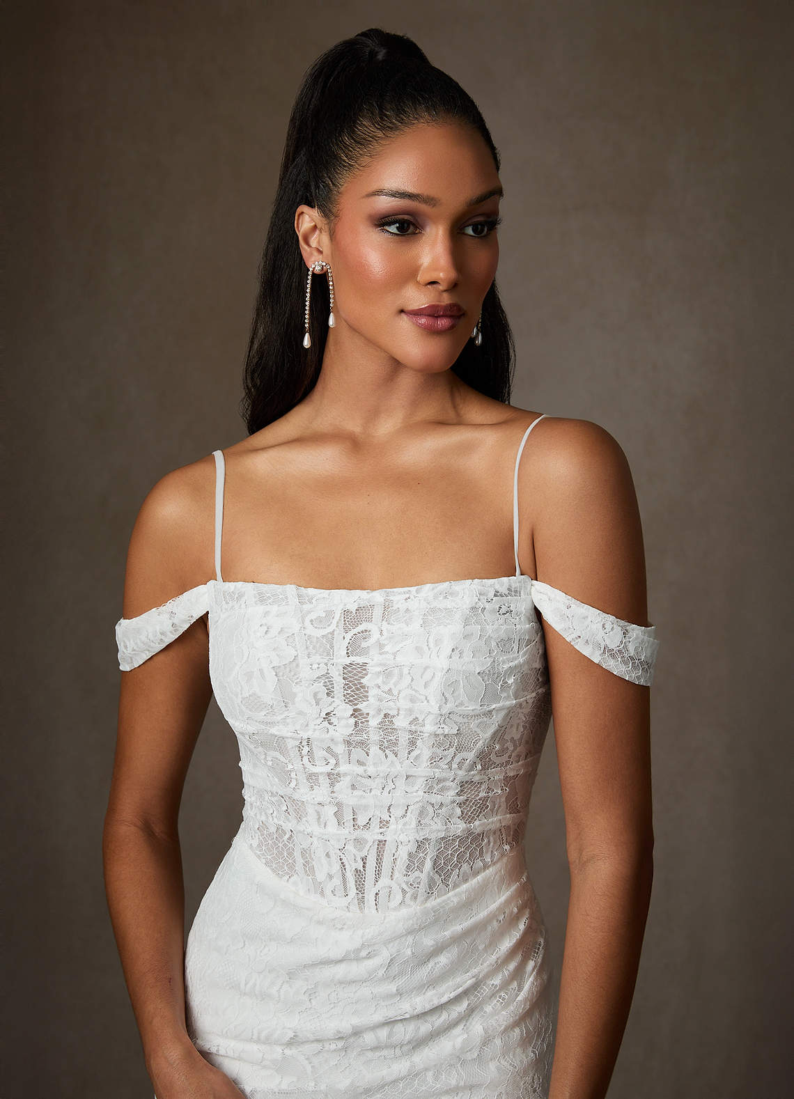 Diamond White Mermaid Lace Dress