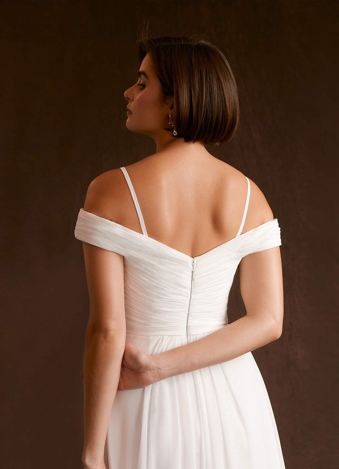 Diamond White A-Line Sequins Chiffon Dress