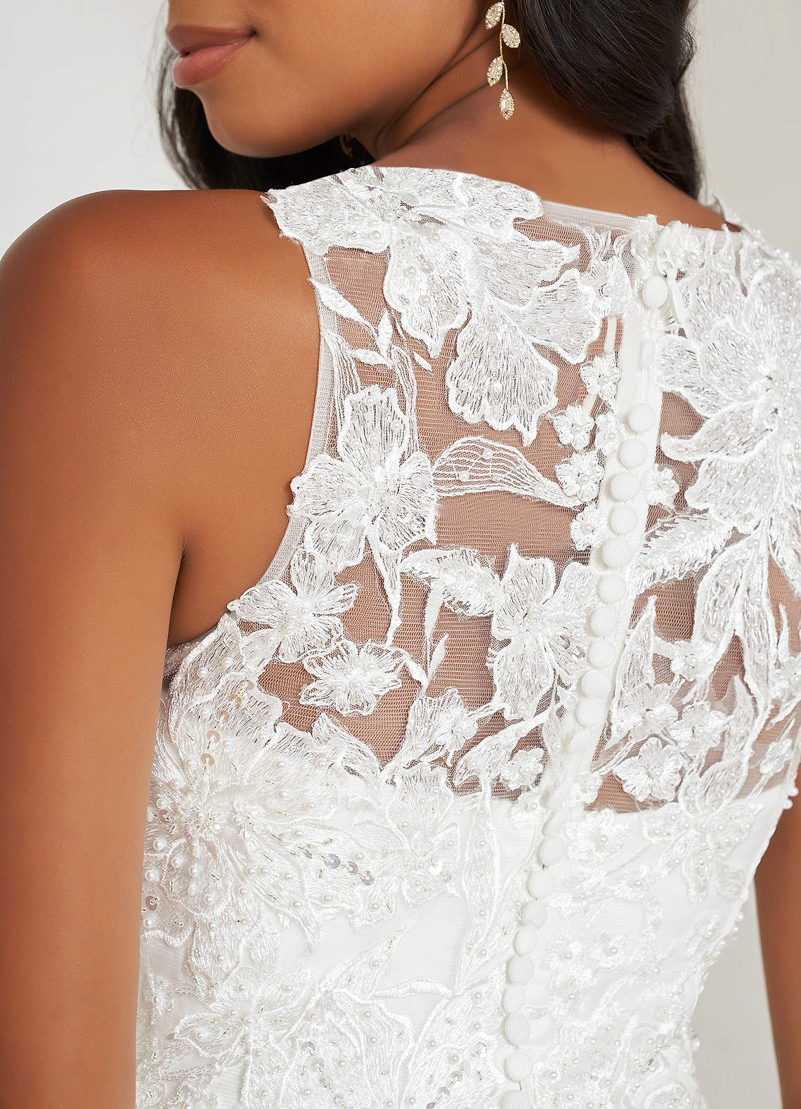 Diamond White A-Line Sequins Matte Satin Dress