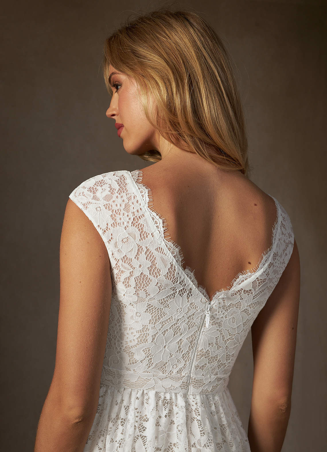 Diamond White A-Line Lace Dress