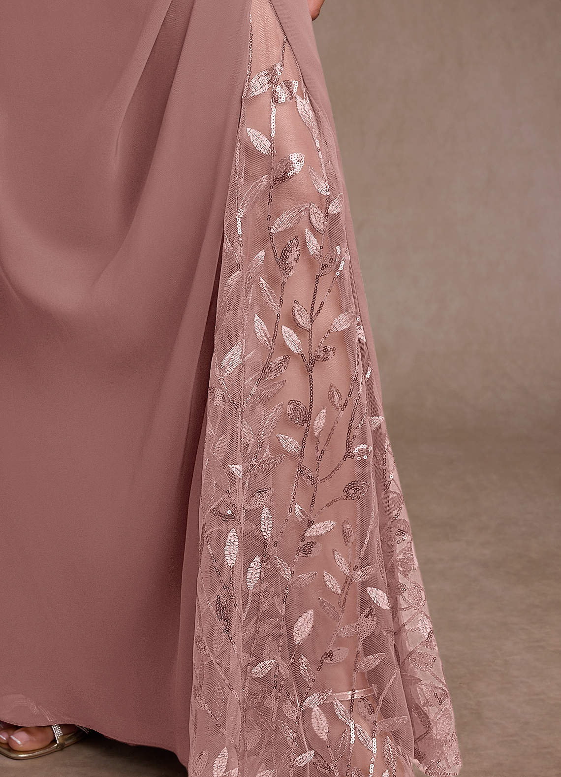Dusty Rose Mermaid Sequins Chiffon Dress