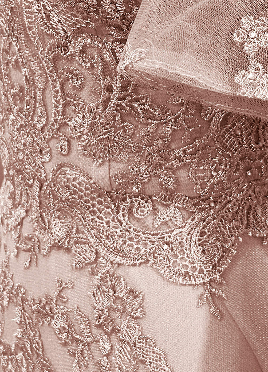 Dusty Rose Mermaid V-Neck Lace Dress