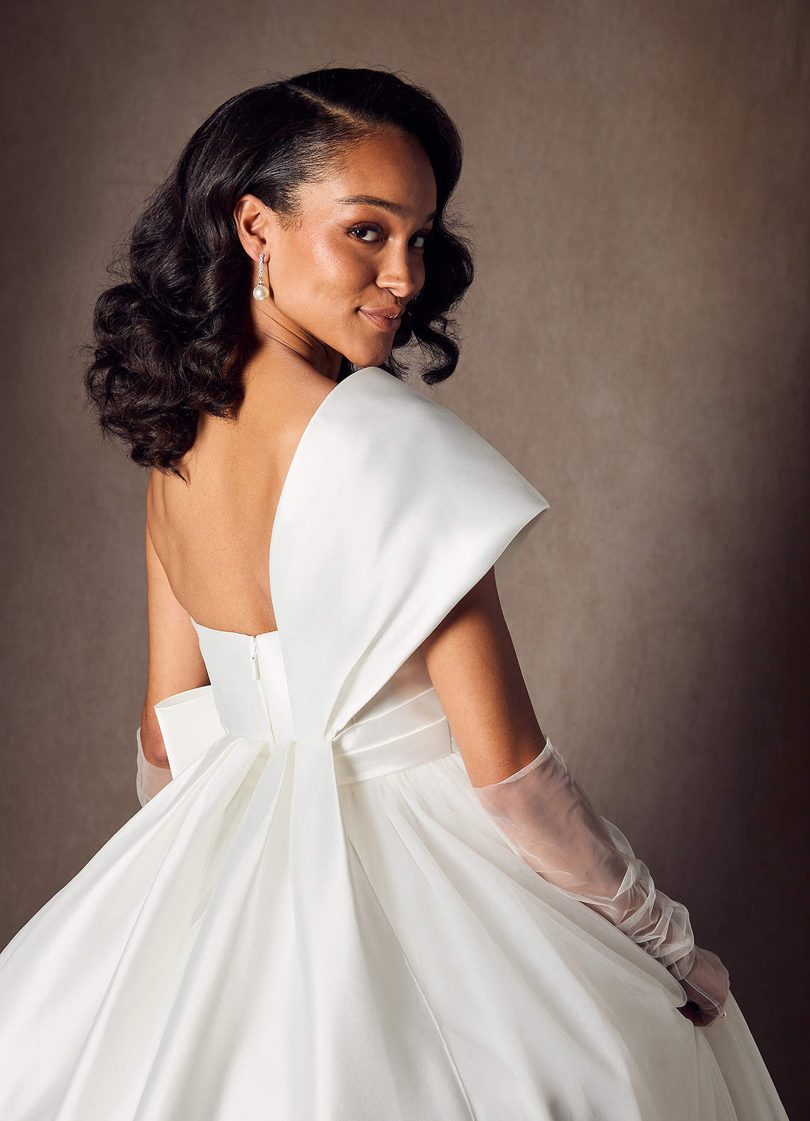 Diamond White Ball-Gown Pleated Mikado Dress