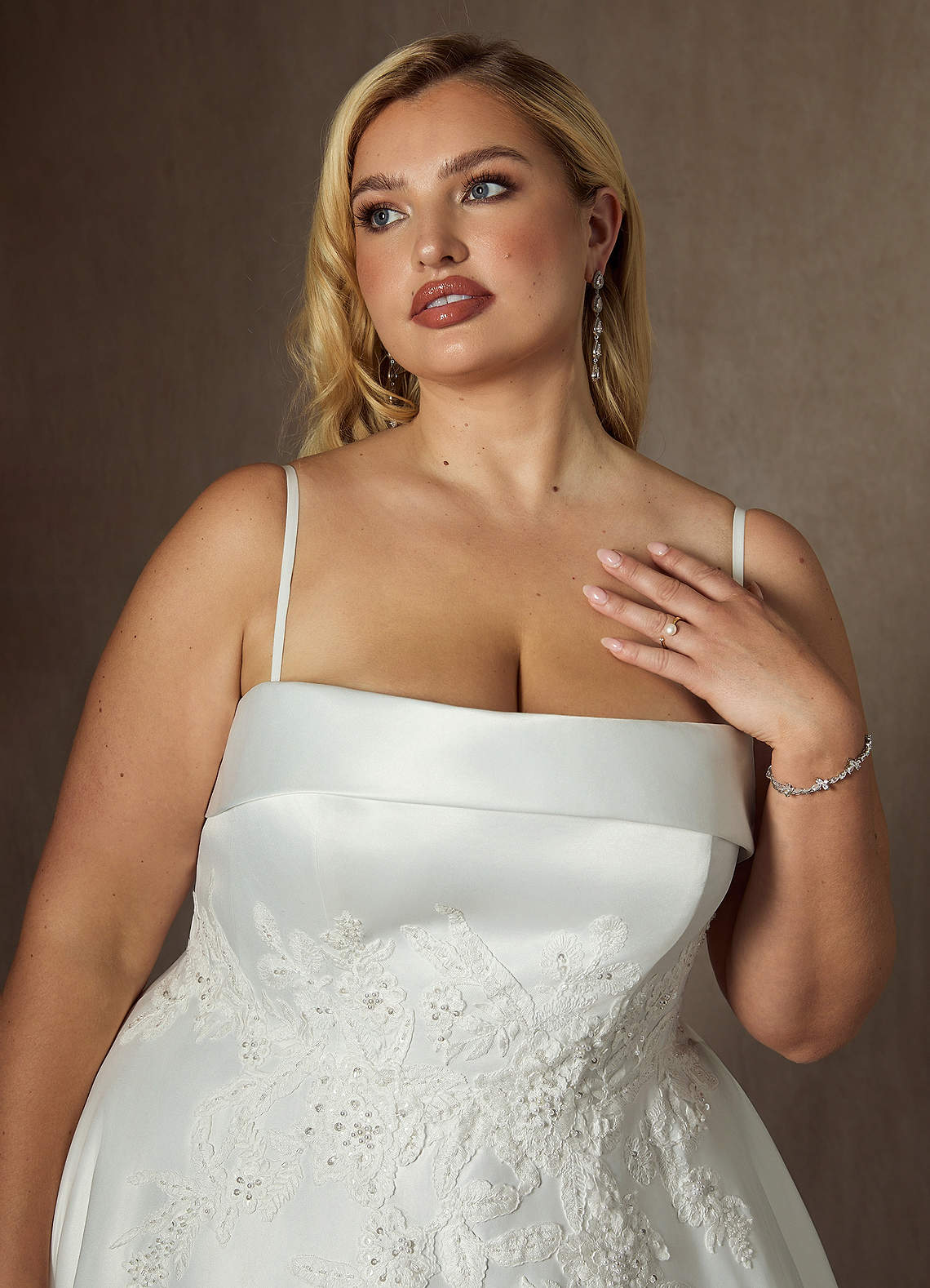 Diamond White Ball-Gown Strapless Satin Dress