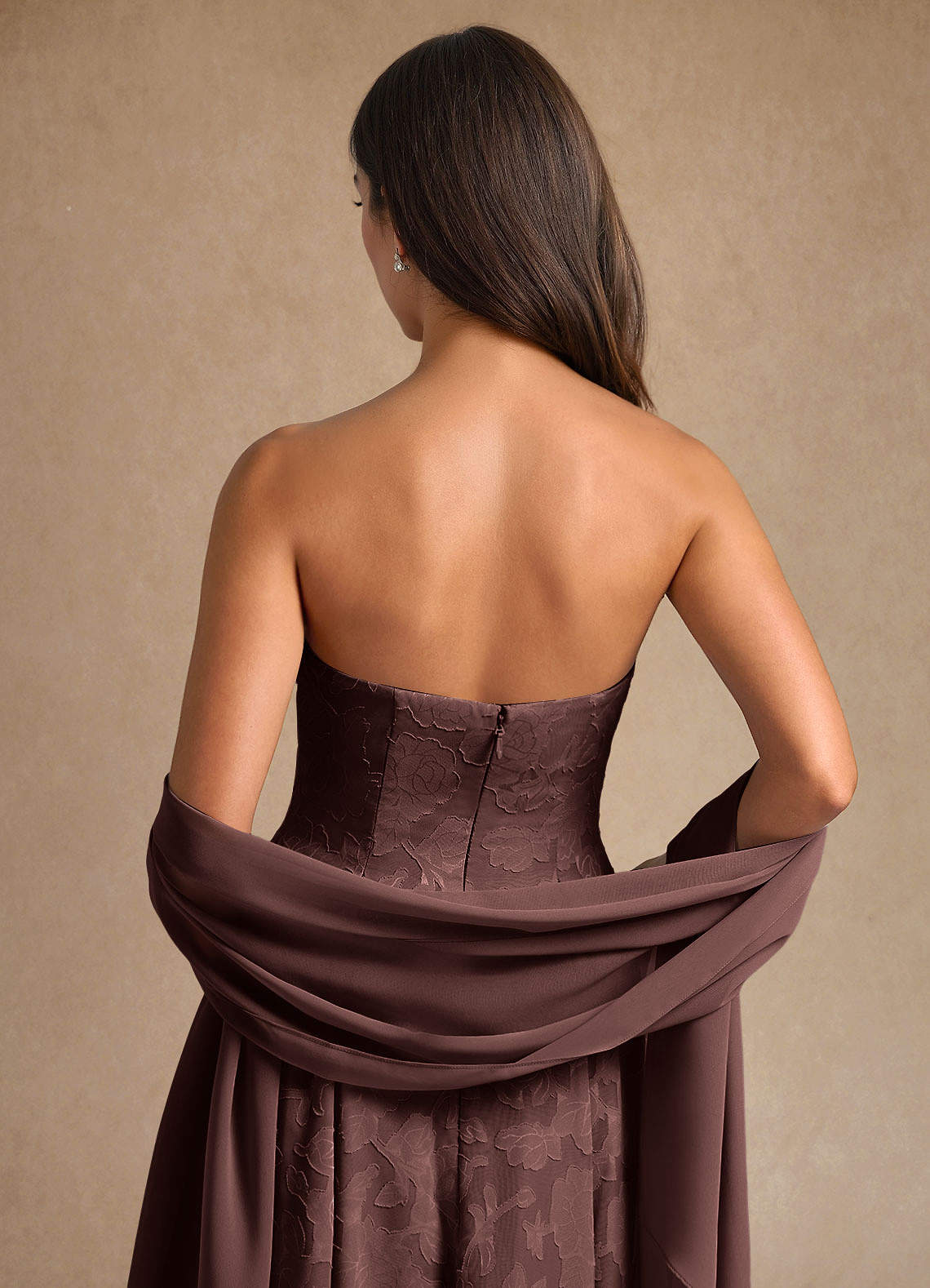 Espresso A-Line Pleated Floral Burnout Dress