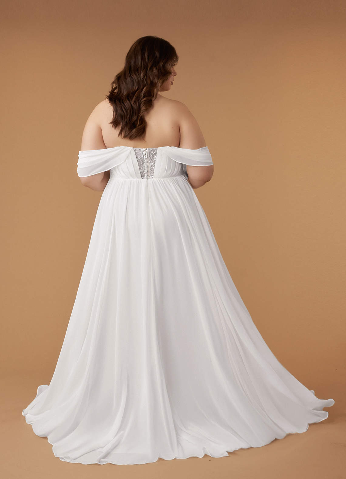 Diamond White A-Line Sweetheart Sequins Chiffon Dress