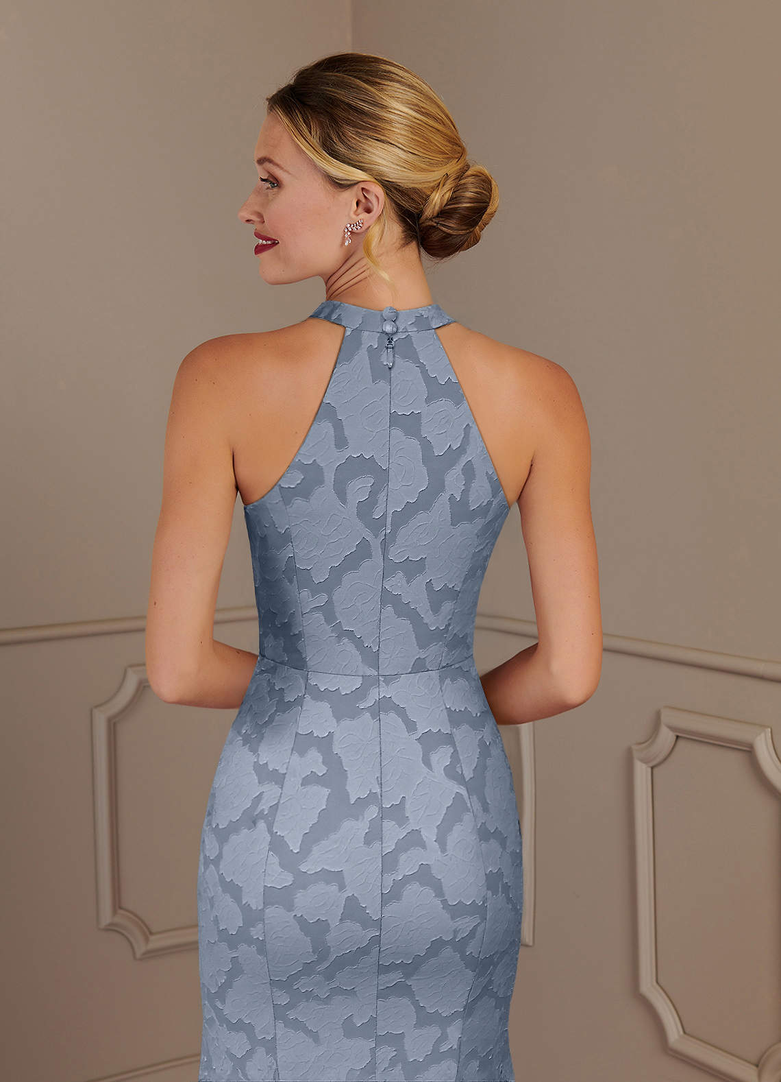 Dusty Blue Mermaid Floral Burnout Dress