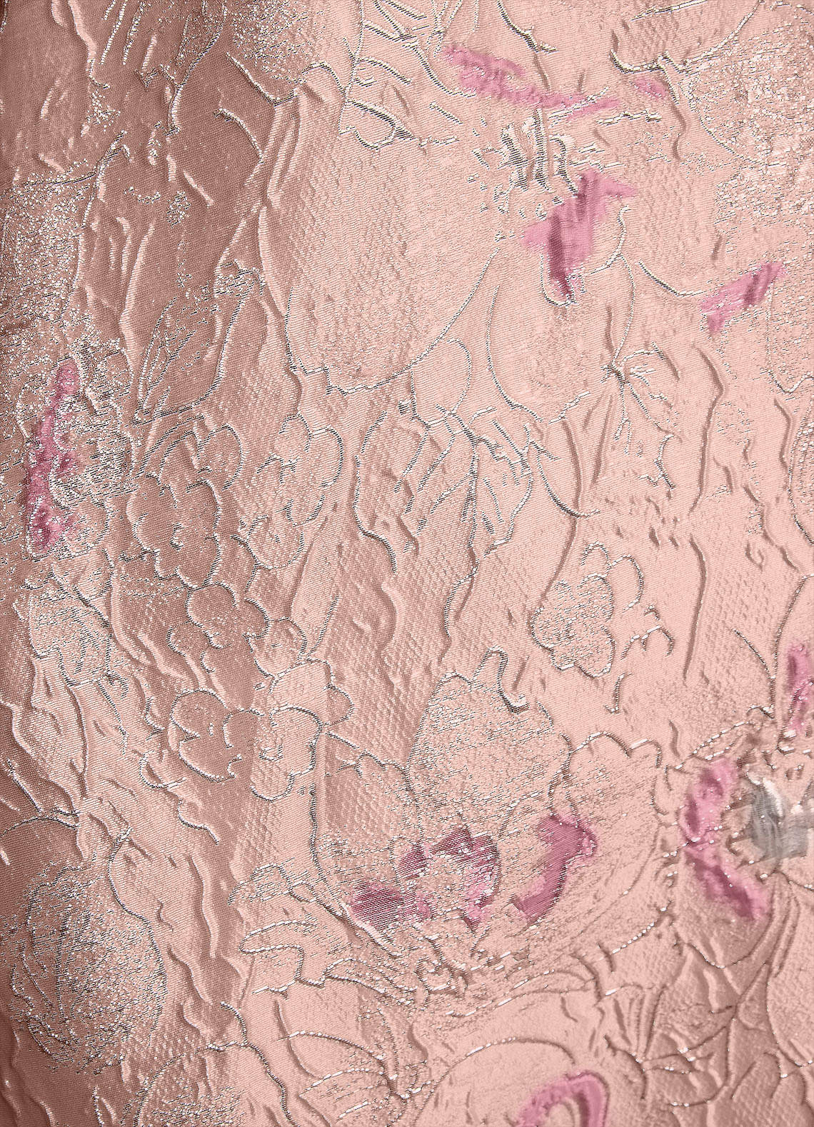 Coral Jacquard A-Line One Shoulder Floral Jacquard Dress