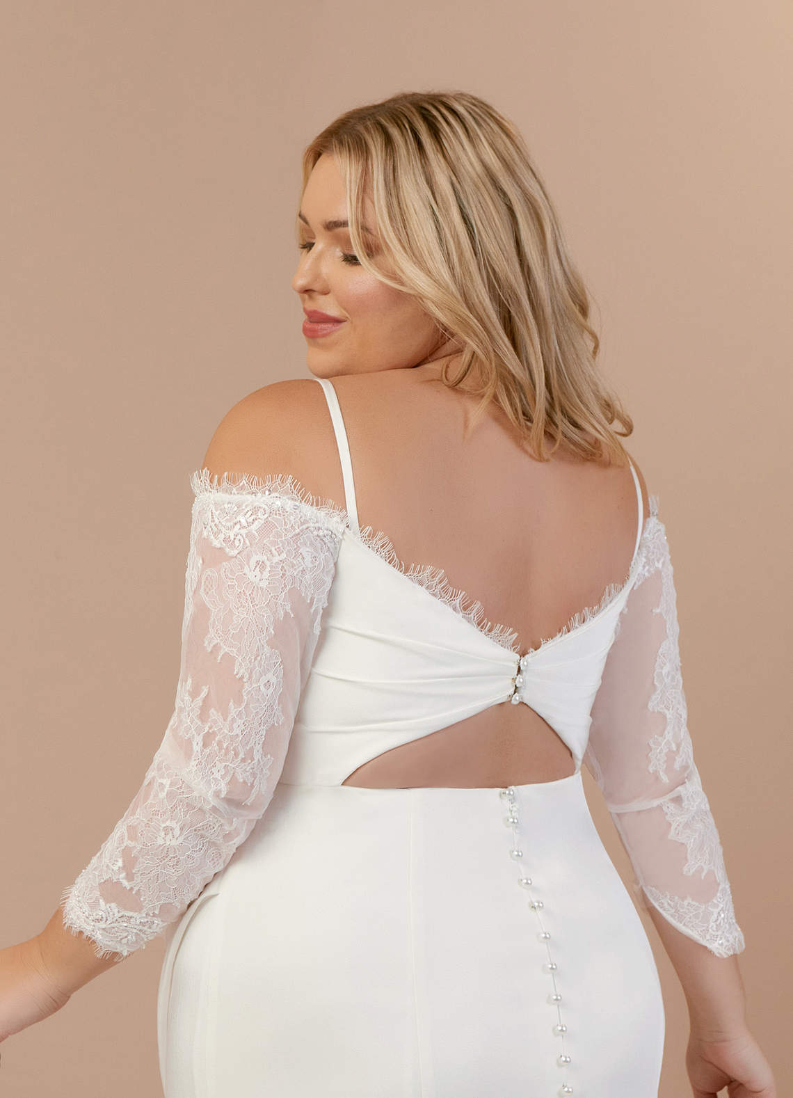 Diamond White Mermaid Sequins Crepe Back Satin Dress