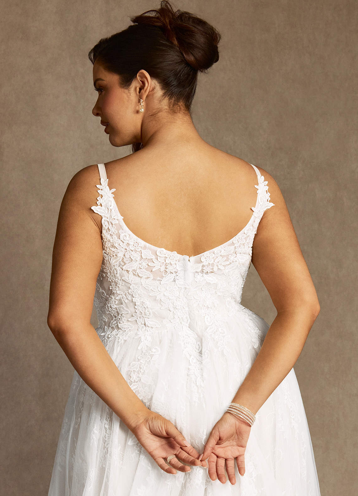 Diamond White A-Line Lace Tulle Dress