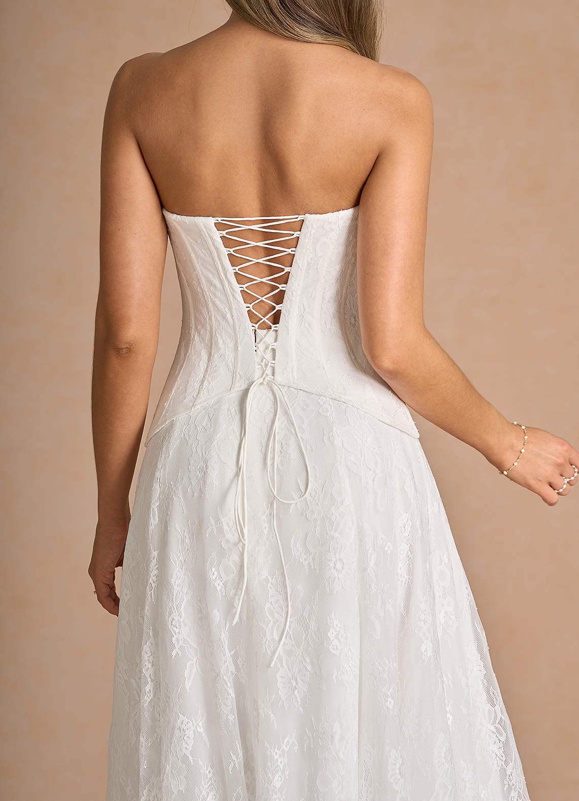 Avelyn White Lace Two-Piece Sets Dress