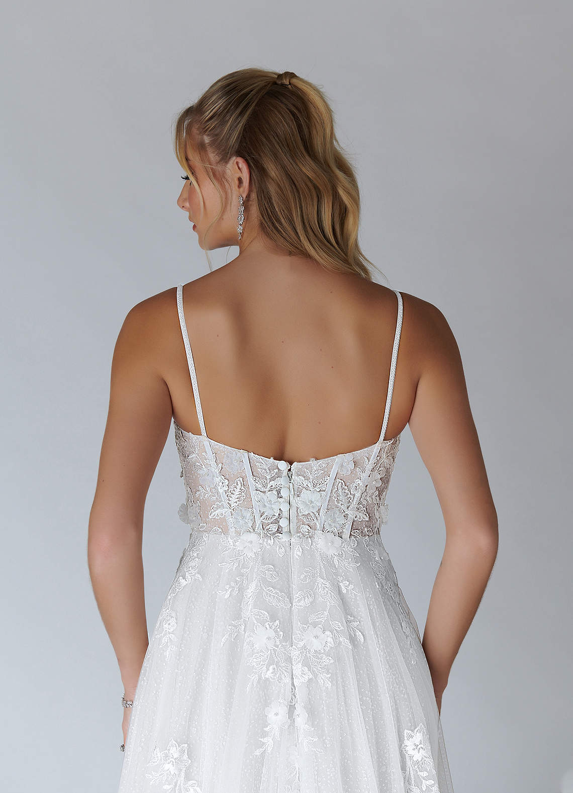 Diamond White A-Line Lace Tulle Dress