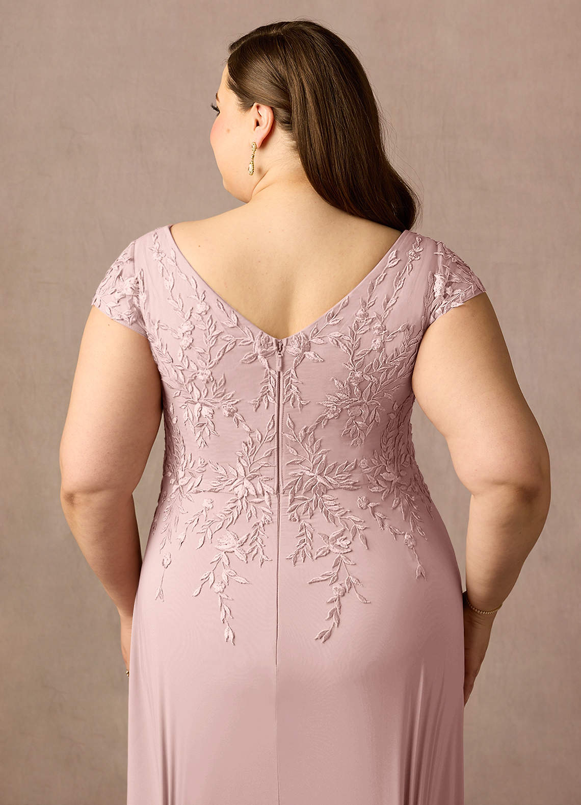 Dusty Rose A-Line Lace Dress