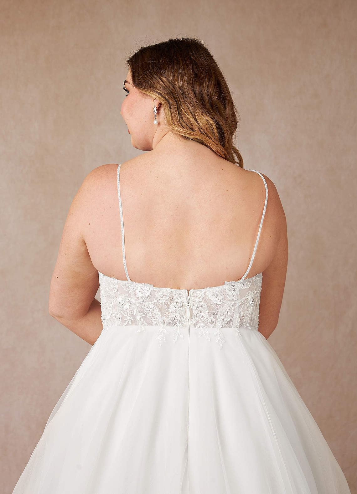 Diamond White A-Line V-Neck Sequins Tulle Dress