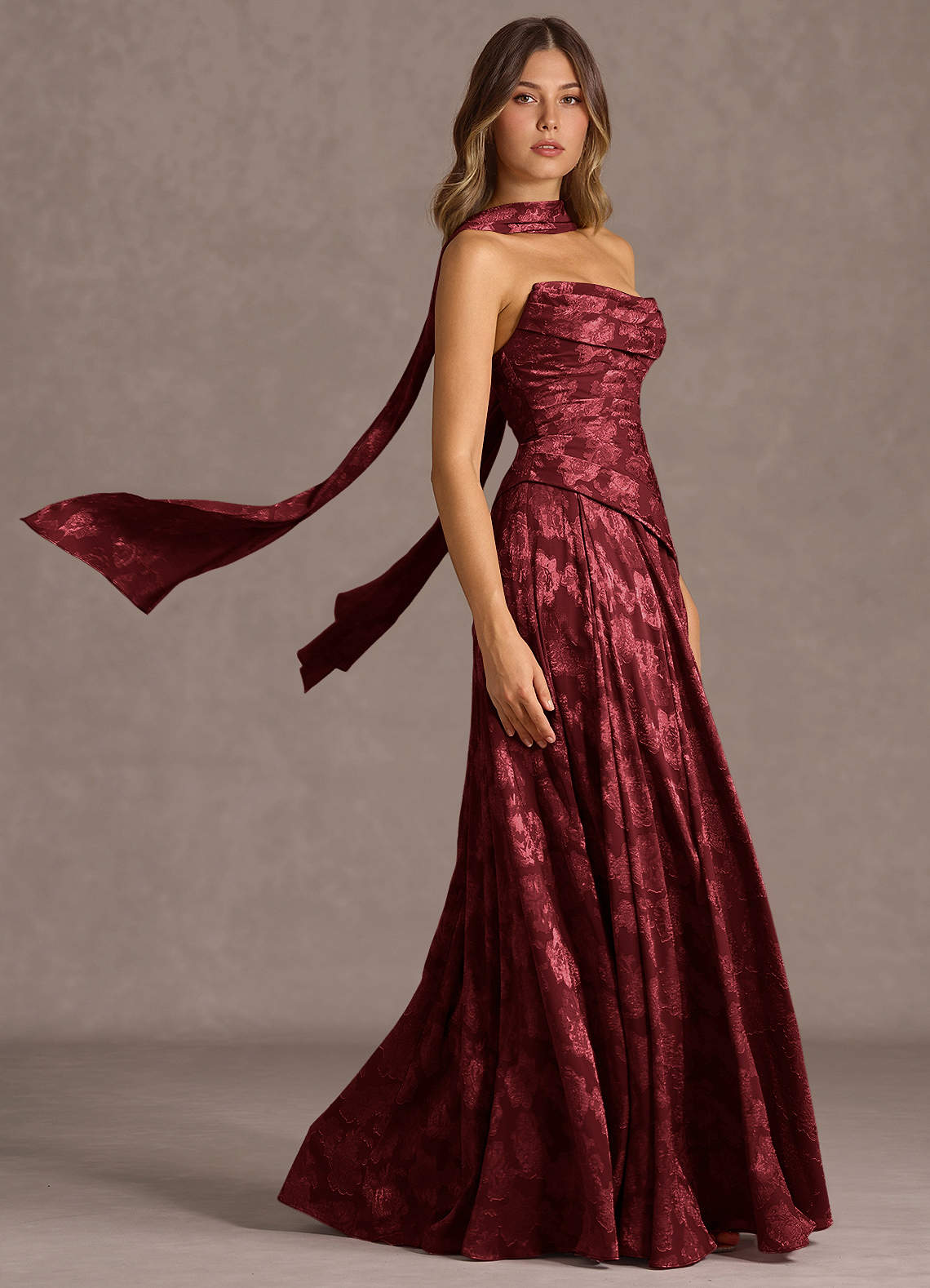 Gabriela Wine Maxi Dress  Dress